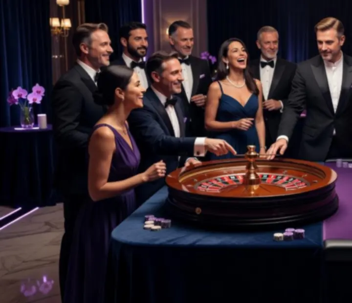 Stół ruletki i blackjacka podczas eleganckiego wydarzenia offline